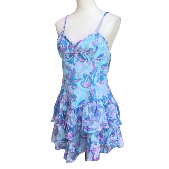 Wild Fable Floral Ruffle Tiered Mini Dress Womans Size Medium NEW - Picture 9 of 12
